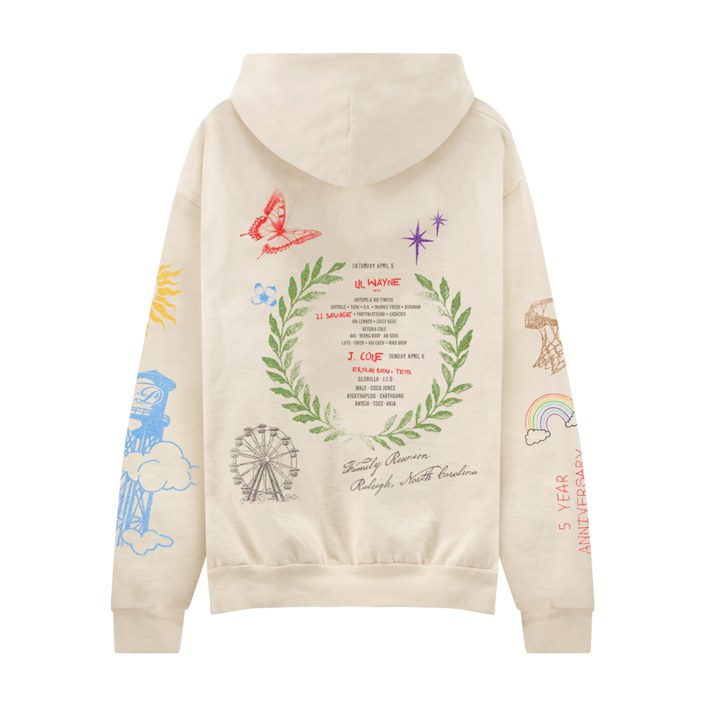 DV 25 Artbook Cream Lineup Hoodie – Dreamville Festival