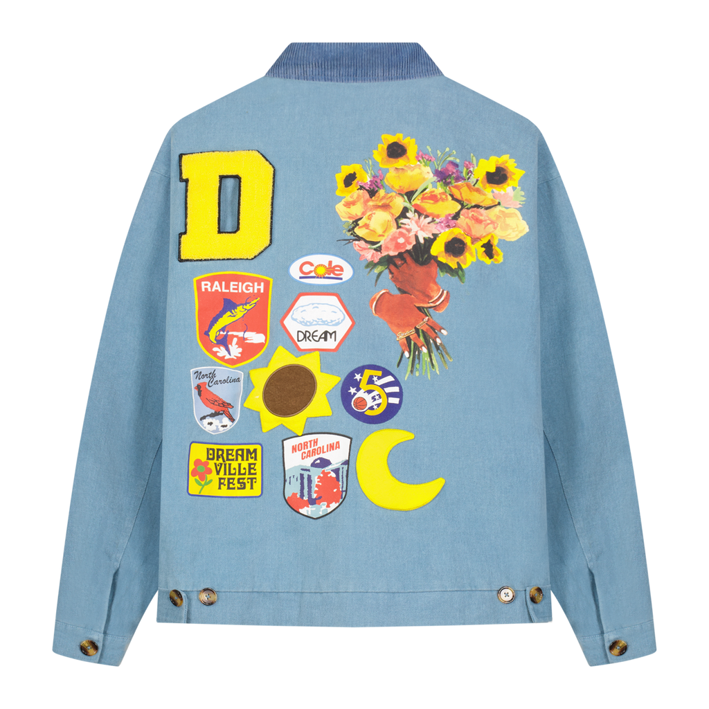 DV Patchwork Denim Work Jacket – Dreamville Festival DV Patchwork Denim Work Jacket – Dreamville Festival