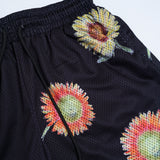 DV Fest Shorts - Flowers Black Mesh Shorts