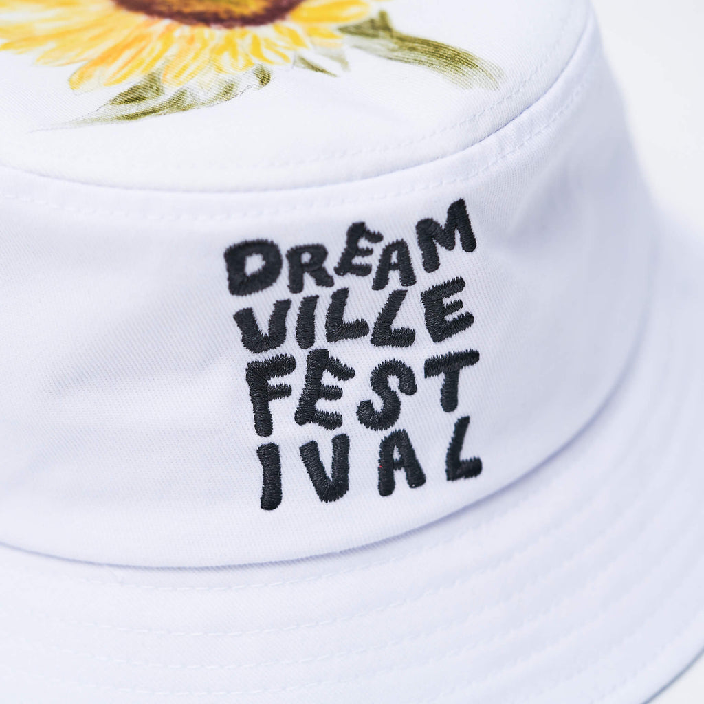 DV Fest Hat White Sunflower Bucket Dreamville Festival