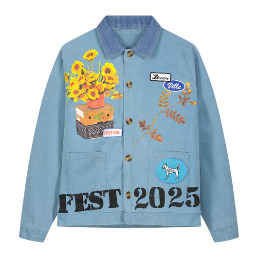 DV Patchwork Denim Work Jacket – Dreamville Festival DV Patchwork Denim Work Jacket – Dreamville Festival