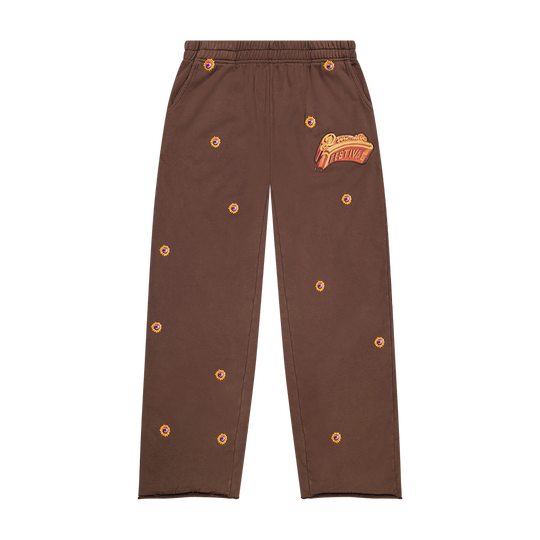 DV Sunflowers Brown Embroidered Sweatpants