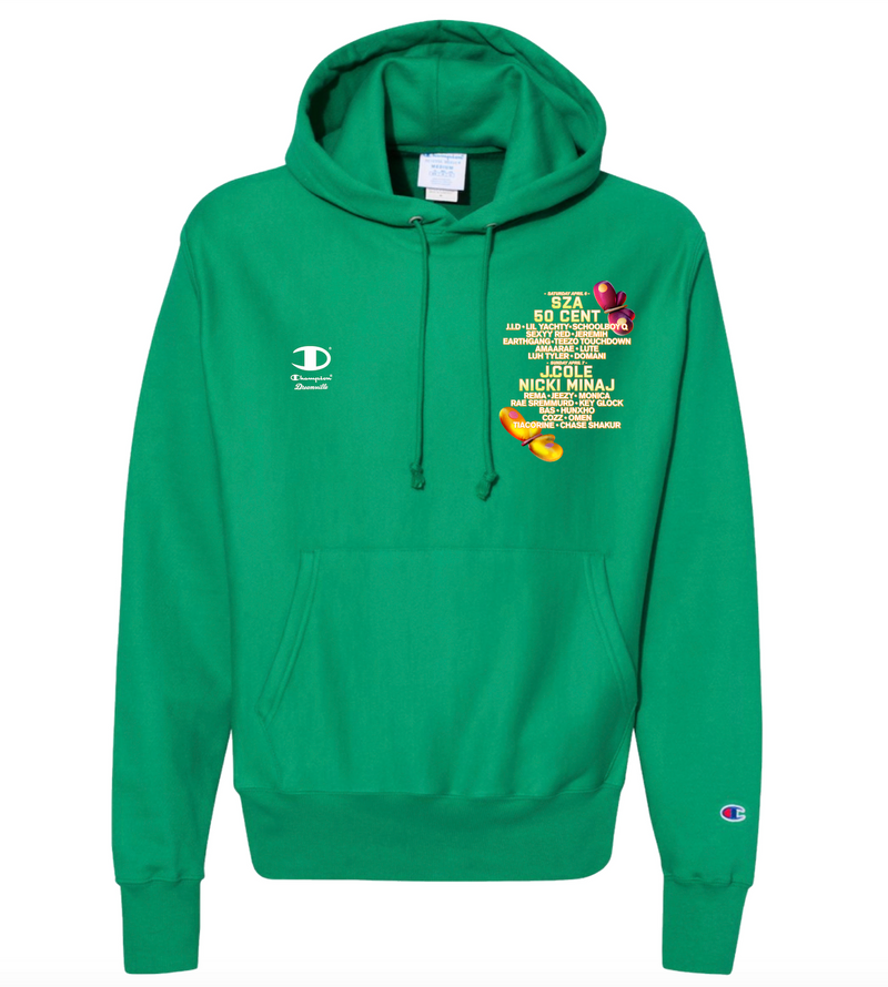 DV Fest 24 X Champion Sunburst Green Lineup PO Hoodie – Dreamville