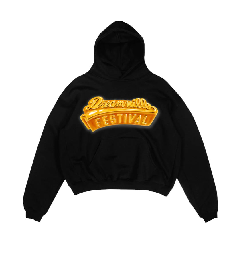 Dreamville Official Dreamville Black Hoodie DV X Champion Lineup